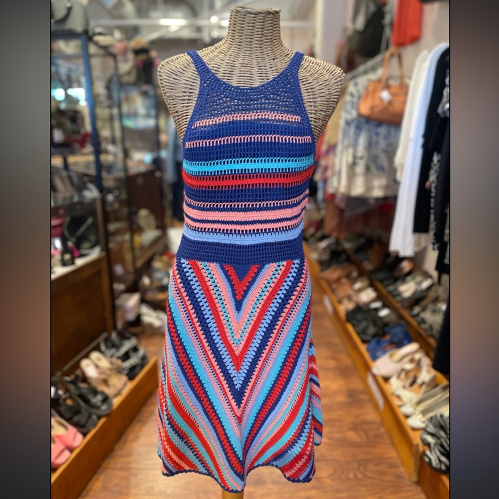 Parker Blue and Orange Crochet dress